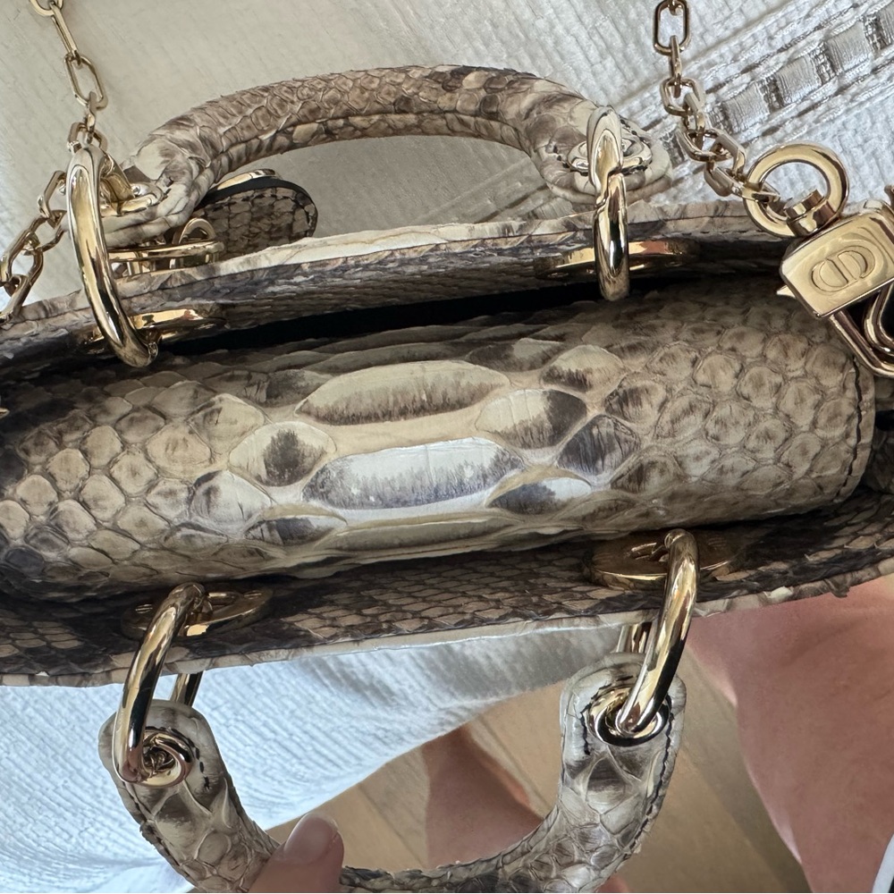 Authentic Christian Dior Mini D-Joy Python Bag in Cream with Gold Hardware - Picture 5 of 11